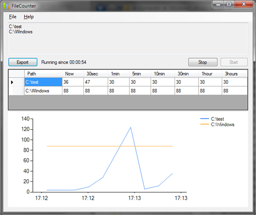 Screenshot of File Count Monitor